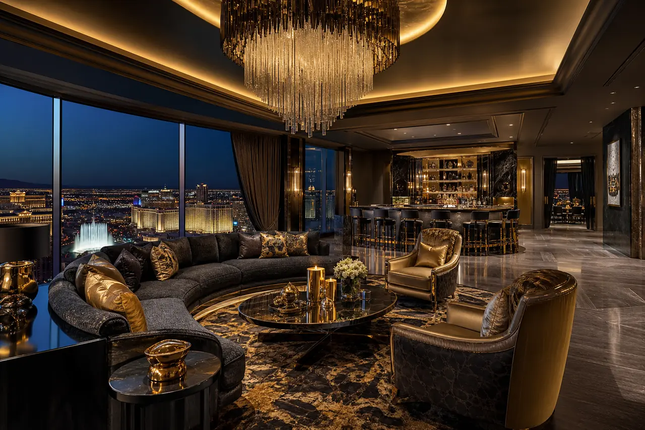 Crown Residence-penthouse met privébar, kroonluchter en panoramische ramen